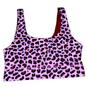 Fabletics Pink Cheetah Print Sports Bra Women’s Size Large